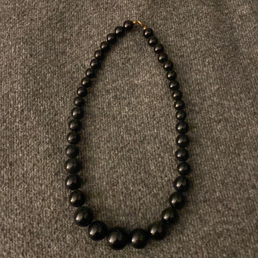 Vintage Black Beaded Necklace